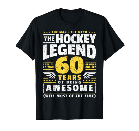 60Th Birthday Ice Hockey Player 60 T-Shirt - Minimalist Print Men Women - T-Shirt, Sweatshirt, Hoodie