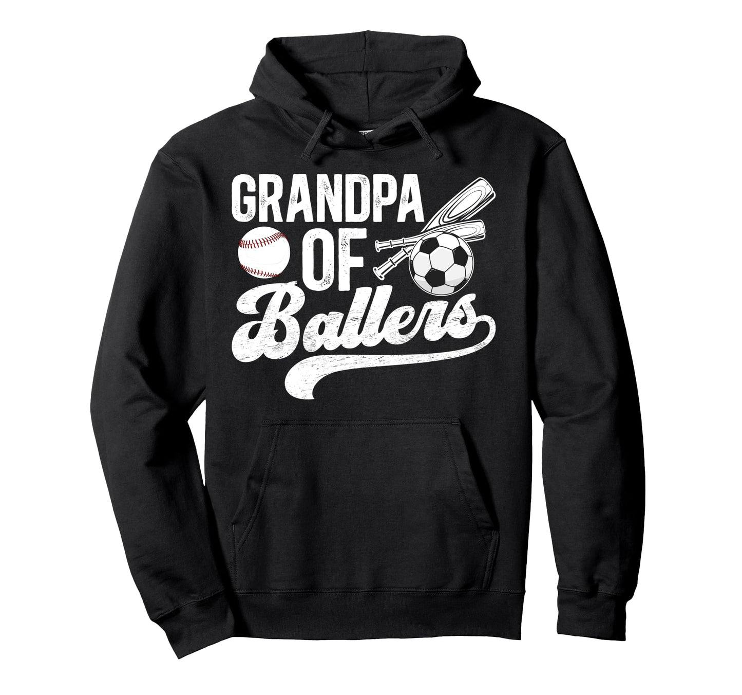Grandpa Ballers Soccer Baseball Hoodie - Minimalist Print for Adults - T-Shirt, Sweatshirt, Hoodie