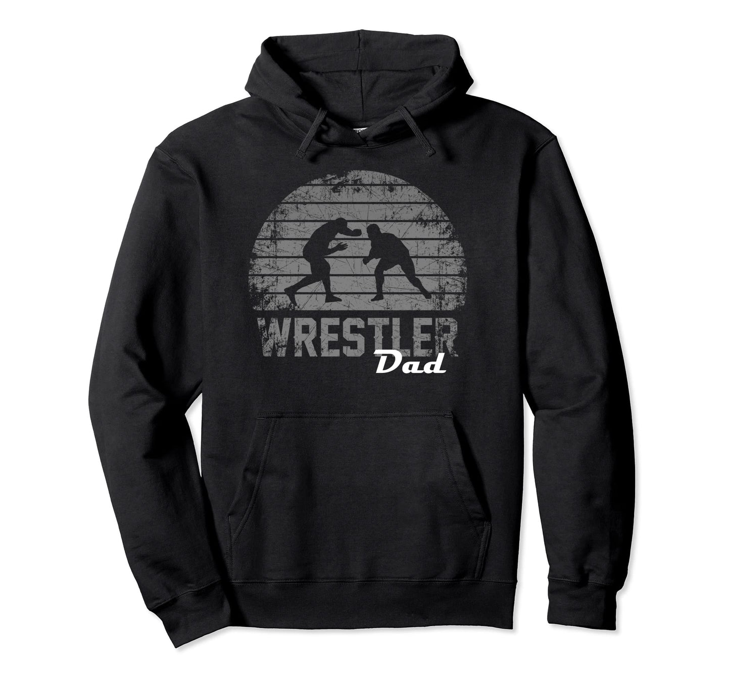 Wrestler Wrestling Dad Distressed Fan Hoodie - Custom Art Print for Adults - T-Shirt, Sweatshirt, Hoodie