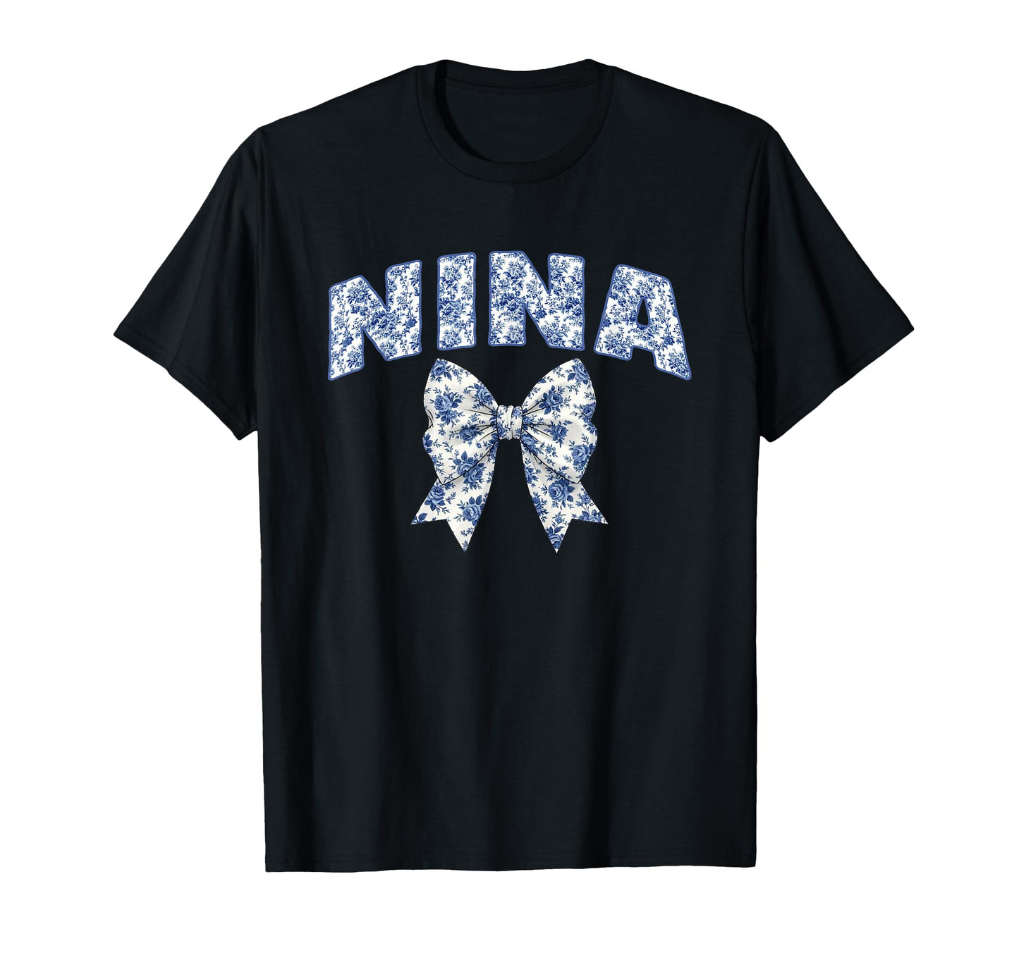 Nina Coquette Toile Blue Bow Floral T-Shirt - Streetwear Style Men Women - T-Shirt, Sweatshirt, Hoodie