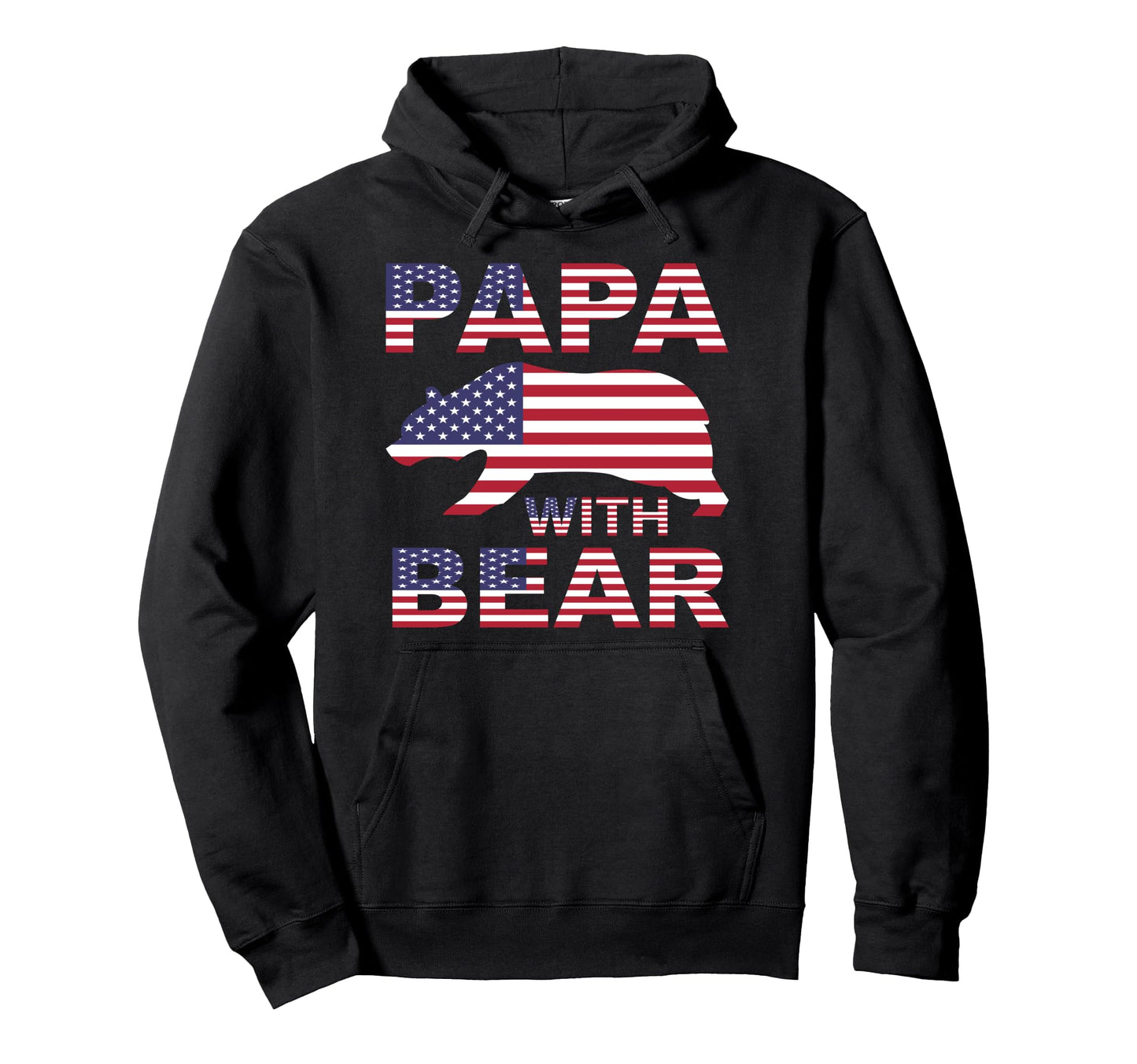Papa Bear Usa American Flag Animal Gift Hoodie - Streetwear Style Men Women - T-Shirt, Sweatshirt, Hoodie
