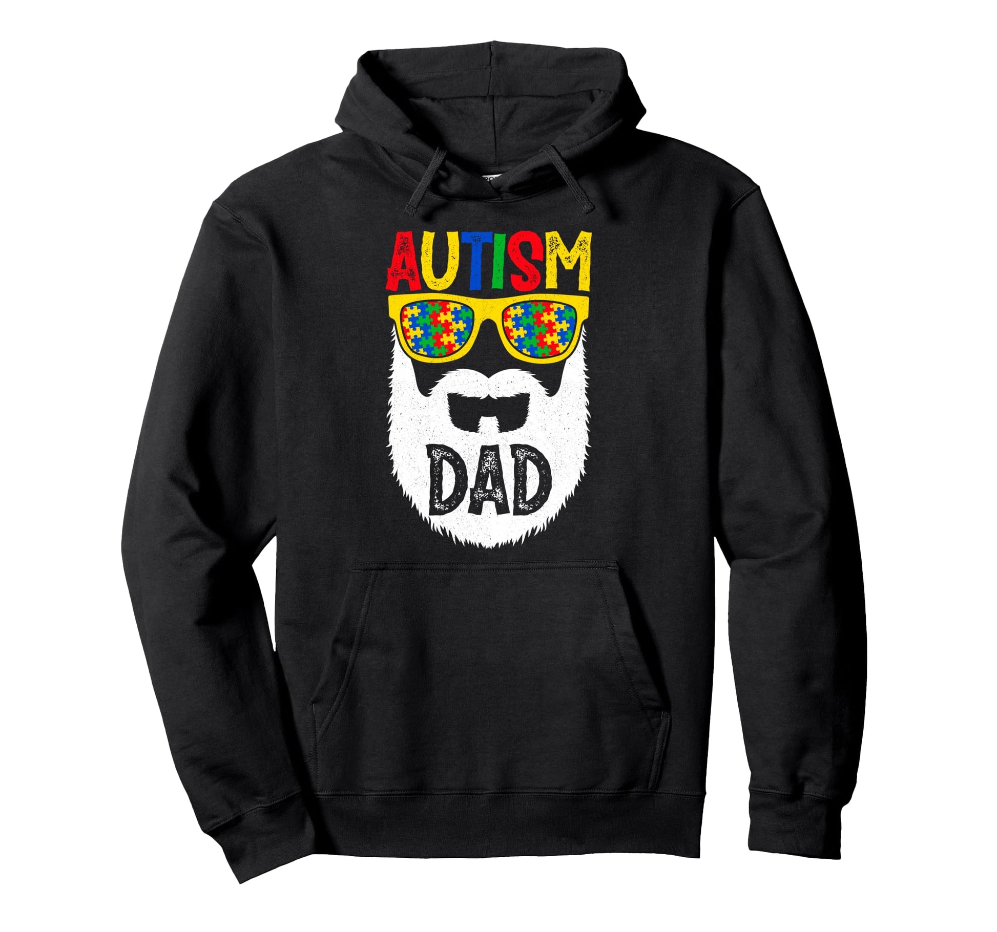 Autism Dad Funny Bearded Puzzle Hoodie - Casual Everyday Wear for Adults - T-Shirt, Sweatshirt, Hoodie