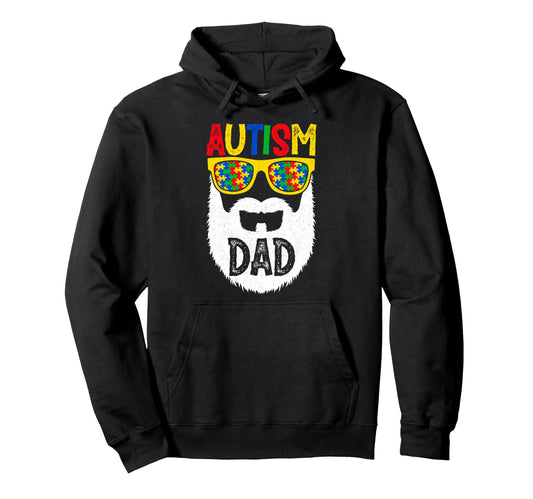 Autism Dad Funny Bearded Puzzle Hoodie - Casual Everyday Wear for Adults - T-Shirt, Sweatshirt, Hoodie