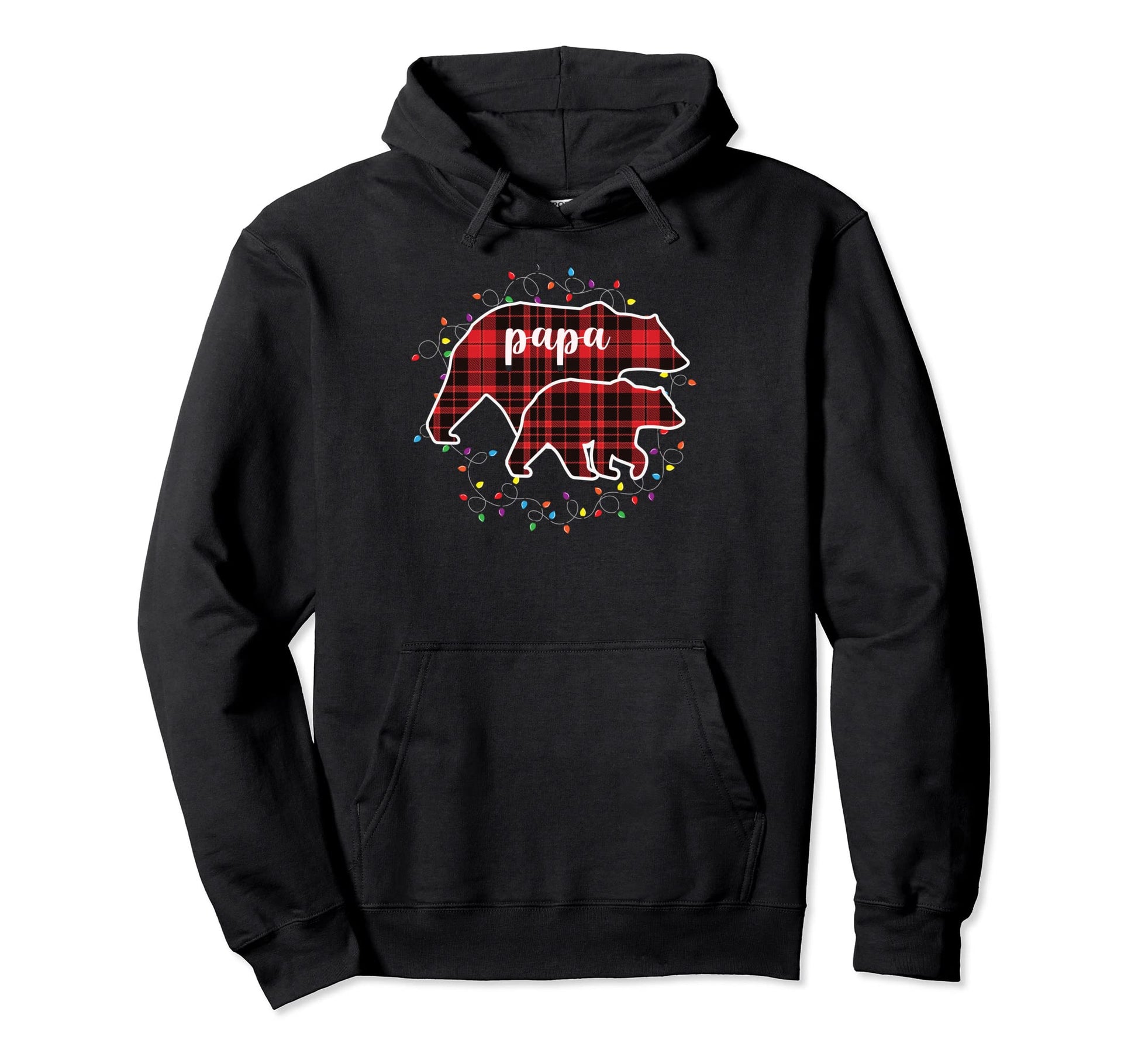 Papa Bear Red Plaid Pajama Matching Hoodie - Minimalist Print for Adults - T-Shirt, Sweatshirt, Hoodie