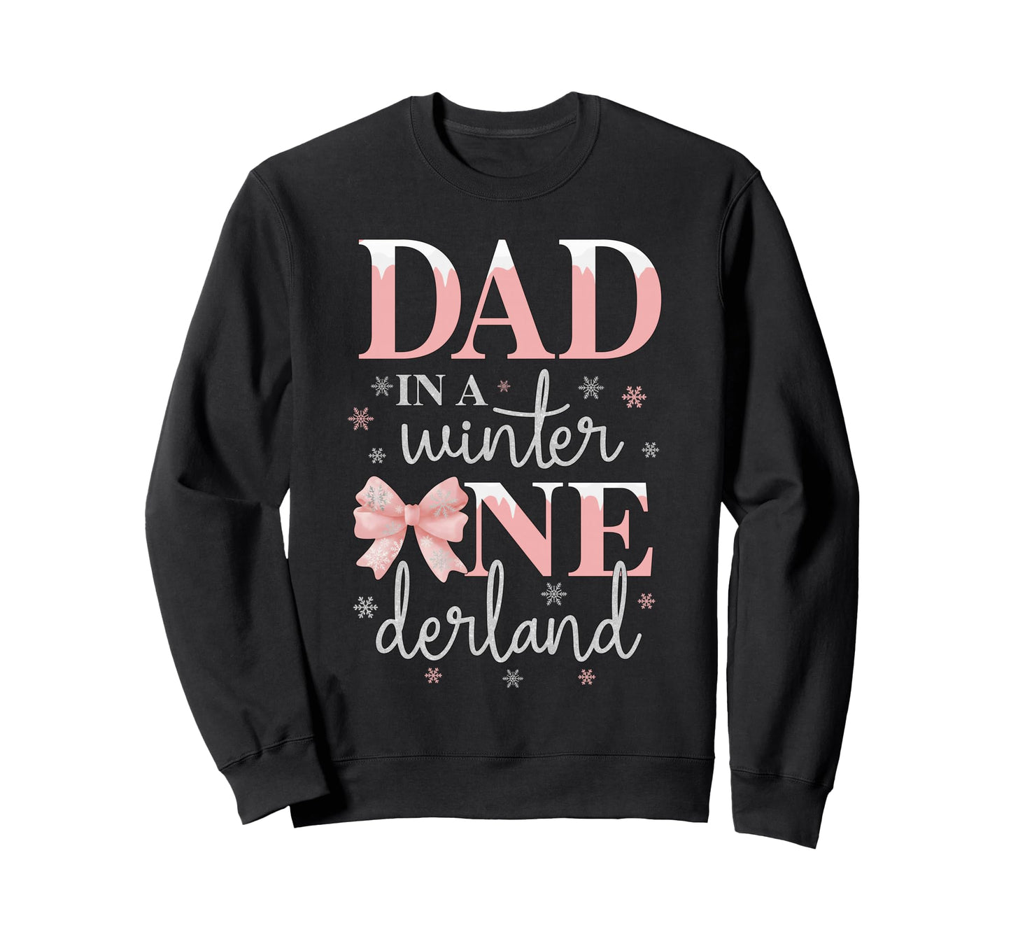 Dad Winter Onederland Birthday Bow Sweatshirt - Trendy Graphic for Adults - T-Shirt, Sweatshirt, Hoodie