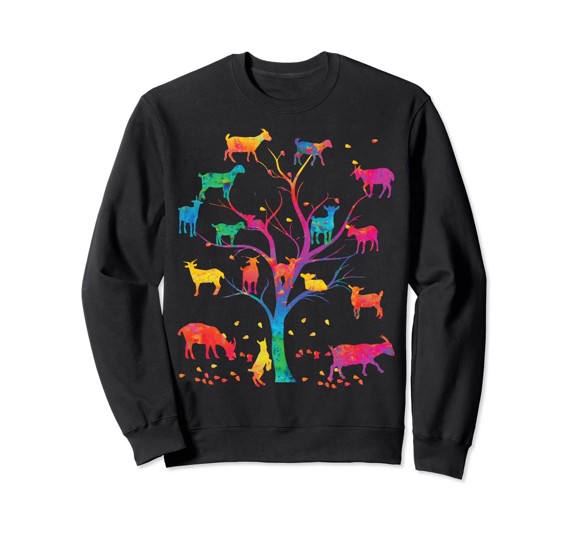 Goat Tree Colorful Goat Mom Sweatshirt - Casual Everyday Wear Men Women - T-Shirt, Sweatshirt, Hoodie