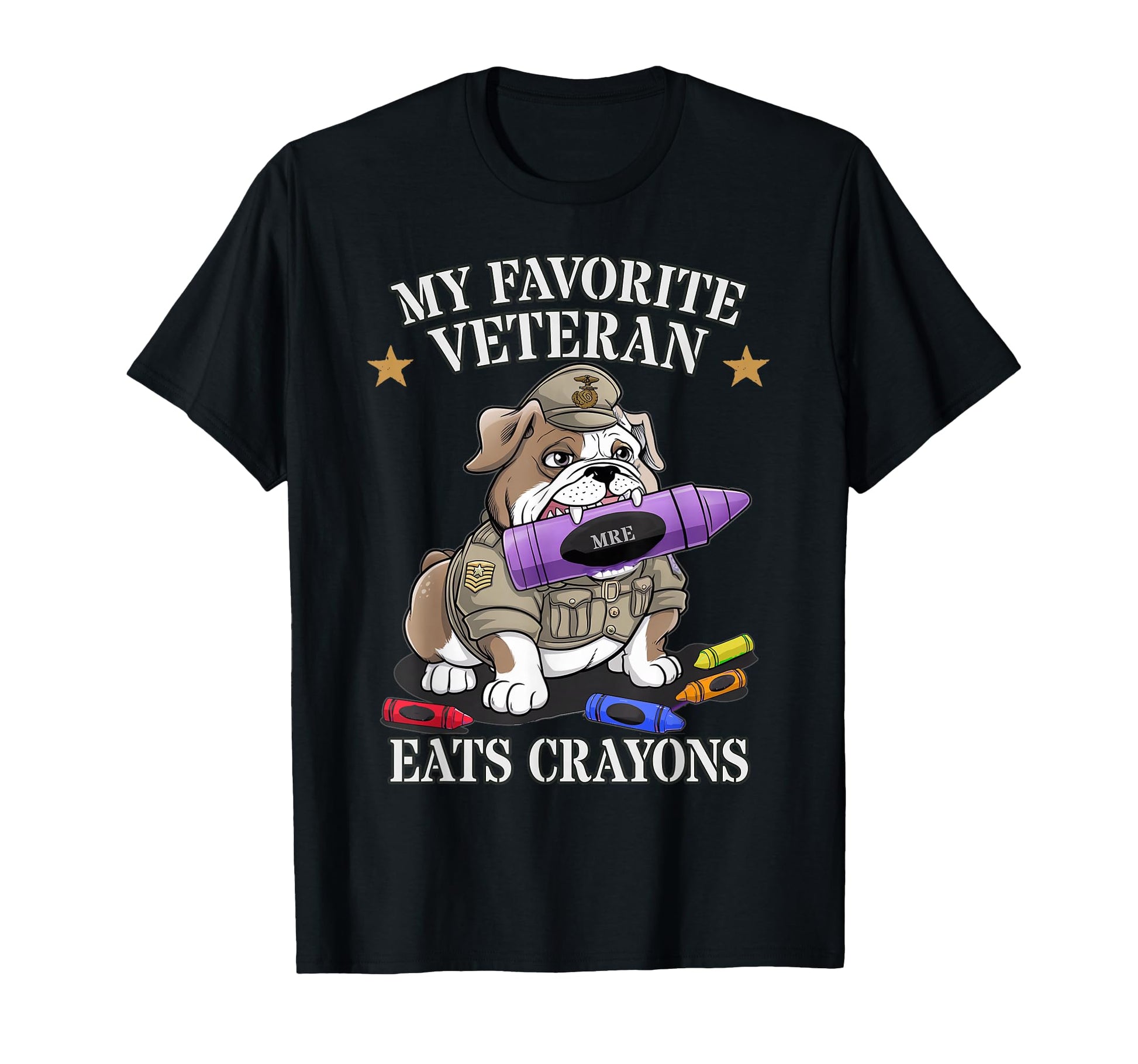 Bulldog My Favorite Veteran Eats T-Shirt - Unique Graphic Men Women - T-Shirt, Sweatshirt, Hoodie