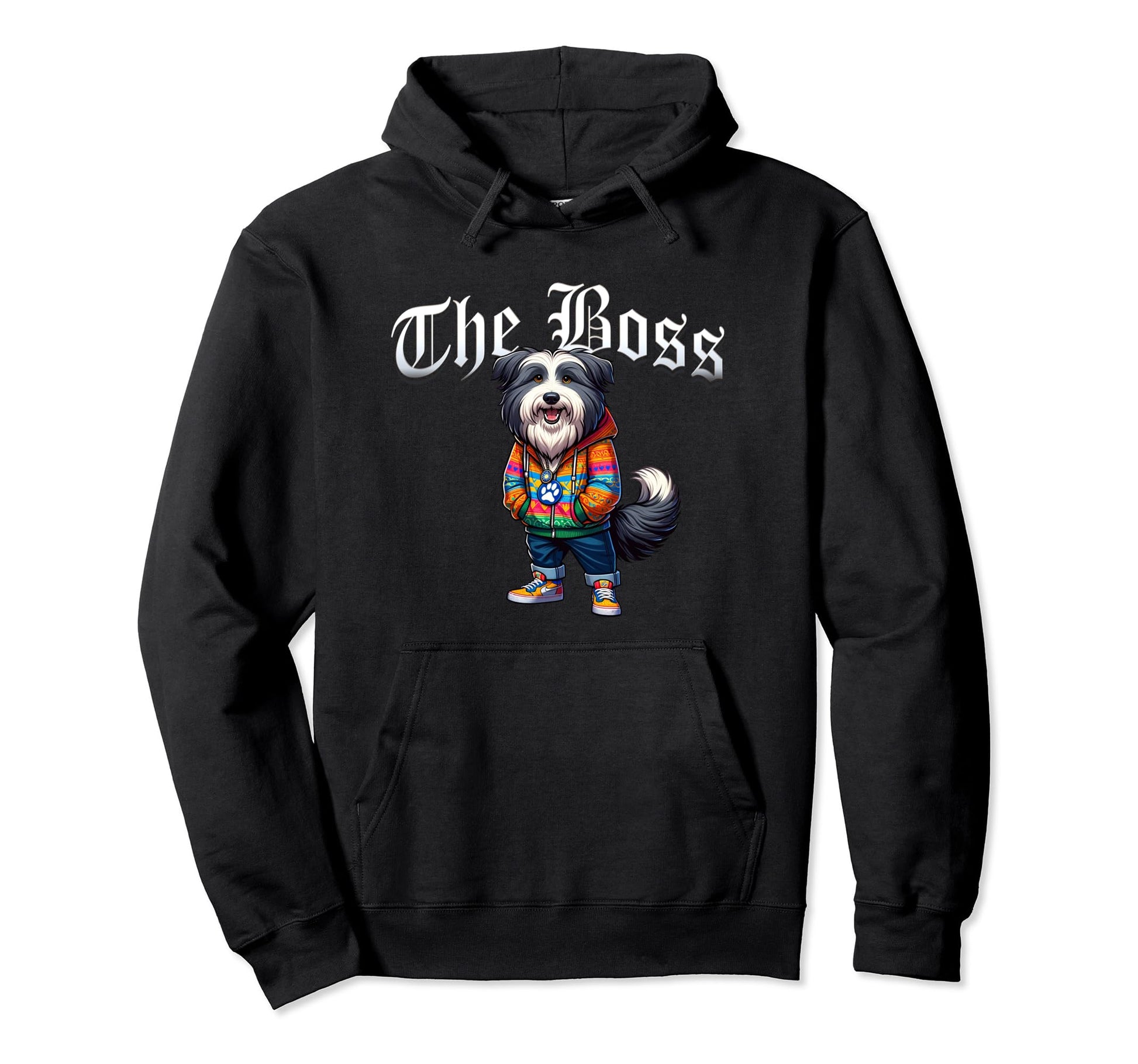 Bearded Collie Dog Boss Jacket Outfit Hoodie - Fun Novelty Design Unisex - T-Shirt, Sweatshirt, Hoodie