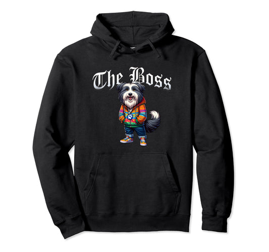 Bearded Collie Dog Boss Jacket Outfit Hoodie - Fun Novelty Design Unisex - T-Shirt, Sweatshirt, Hoodie
