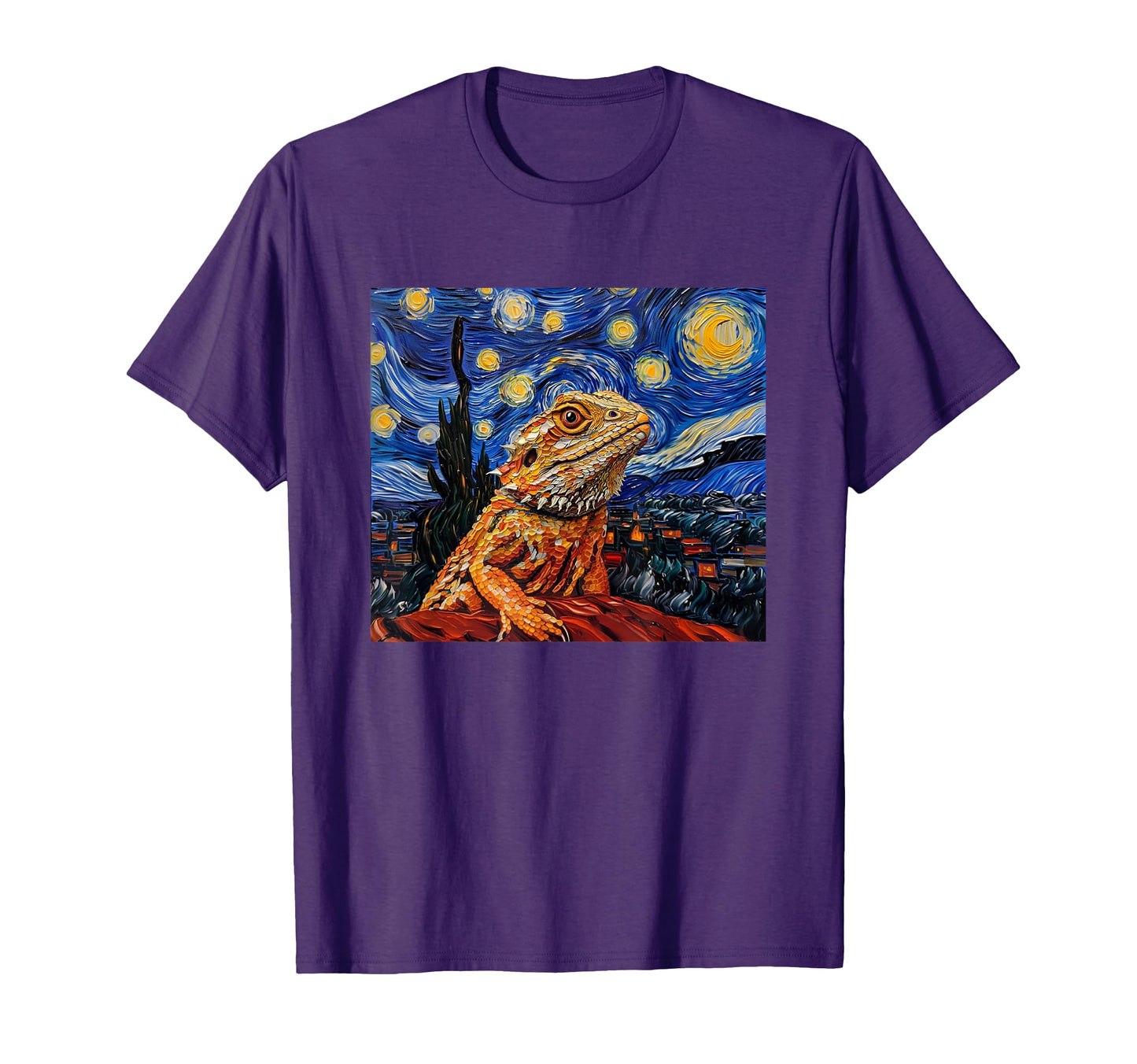 Tiny Dinosaur Beardie Starry Night T-Shirt - Minimalist Print for Adults - T-Shirt, Sweatshirt, Hoodie