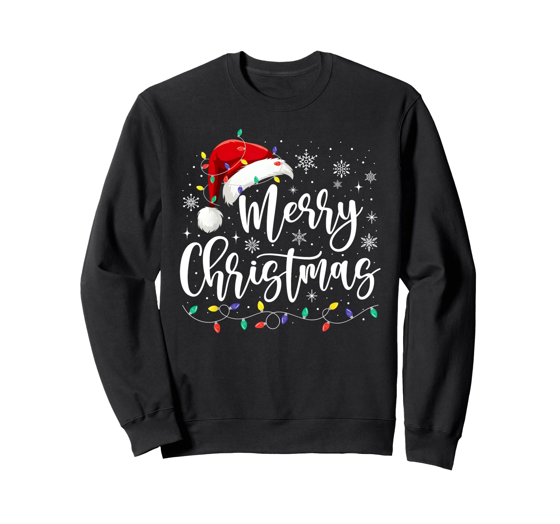 Merry Lights Red Santa Hat Family Sweatshirt - Streetwear Style for Adults - T-Shirt, Sweatshirt, Hoodie