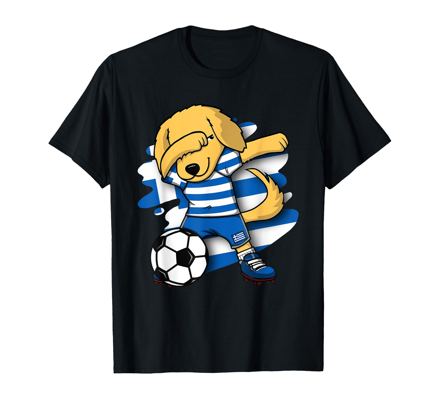 Dabbing Golden Retriever Greece Soccer T-Shirt - Unique Graphic Men Women - T-Shirt, Sweatshirt, Hoodie