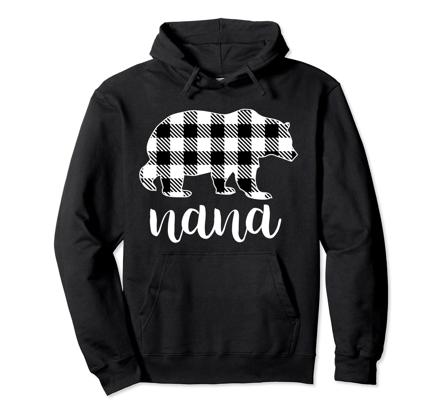 Nana Bear Pajama Grey Buffalo Plaid Hoodie - Aesthetic Graphic Men Women - T-Shirt, Sweatshirt, Hoodie