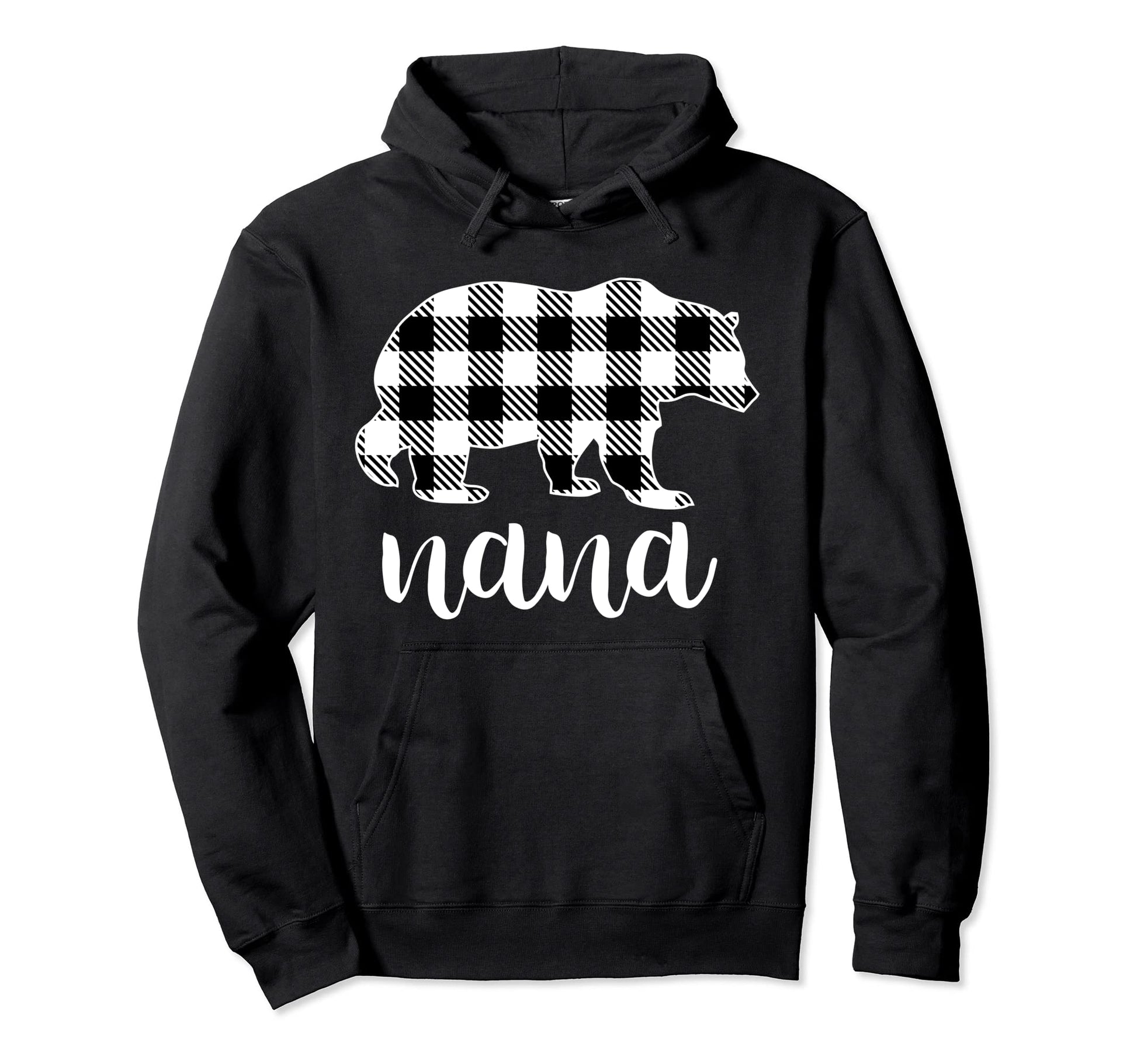 Nana Bear Pajama Grey Buffalo Plaid Hoodie - Aesthetic Graphic Men Women - T-Shirt, Sweatshirt, Hoodie