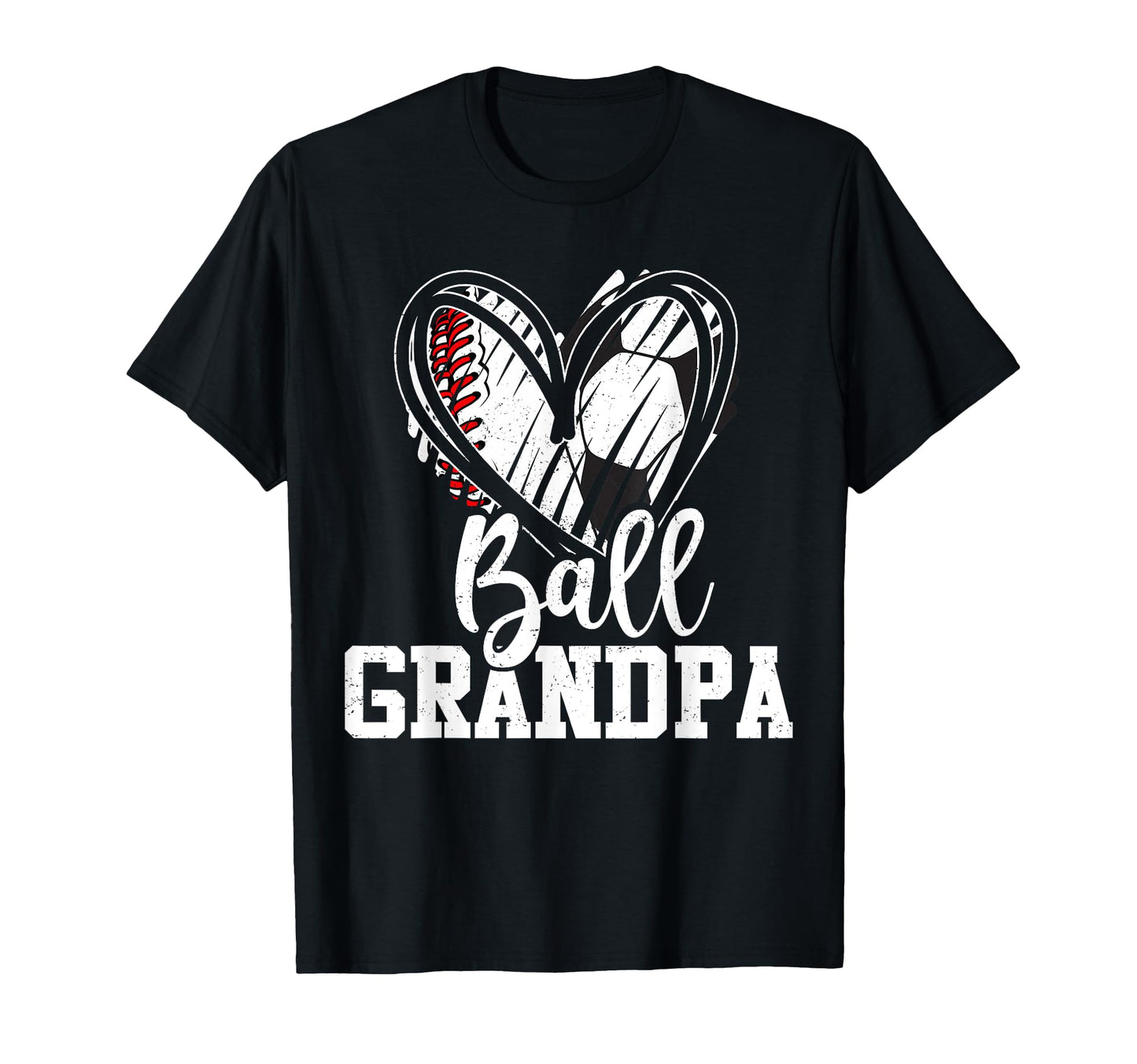 Ball Grandpa Heart Baseball Soccer Ball Hoodie - Novelty Apparel Men Women - T-Shirt, Sweatshirt, Hoodie