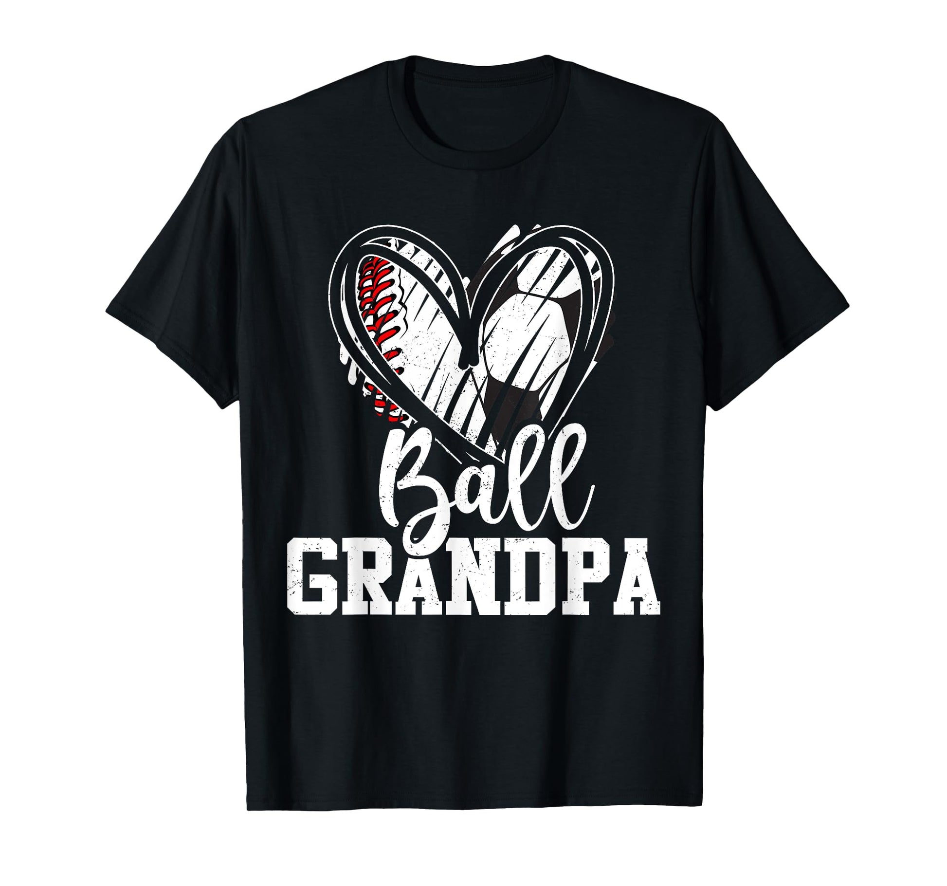 Ball Grandpa Heart Baseball Soccer Ball Hoodie - Novelty Apparel Men Women - T-Shirt, Sweatshirt, Hoodie