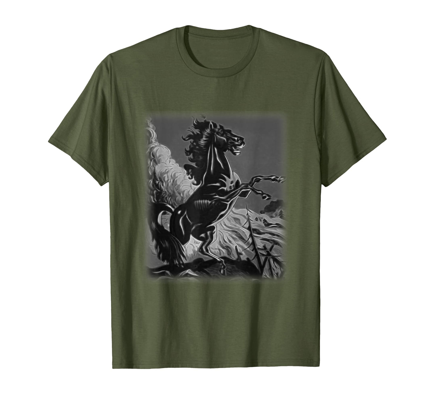 Black Horse Rearing Stallion Horse T-Shirt - Novelty Apparel Men Women - T-Shirt, Sweatshirt, Hoodie