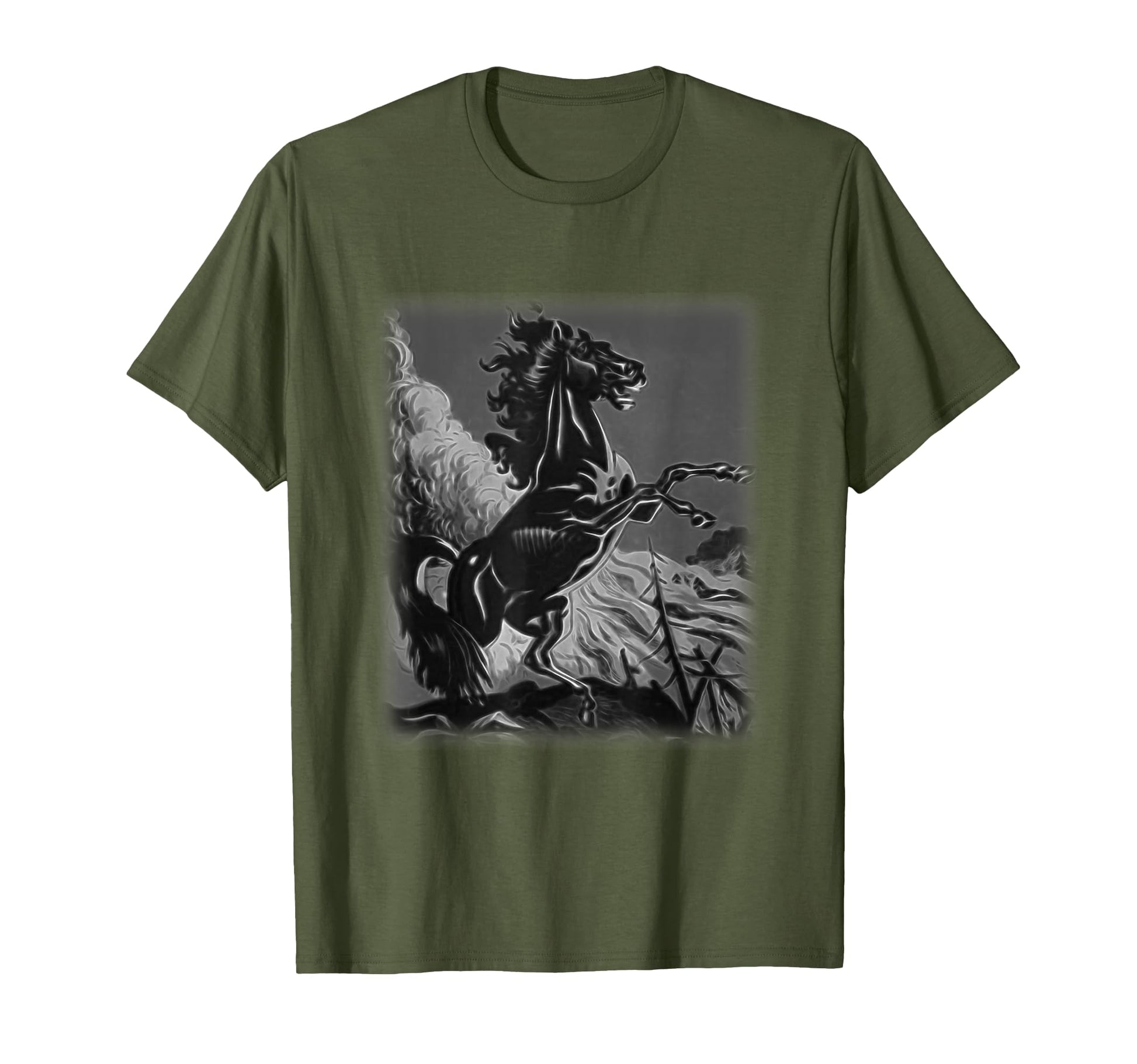 Black Horse Rearing Stallion Horse T-Shirt - Novelty Apparel Men Women - T-Shirt, Sweatshirt, Hoodie