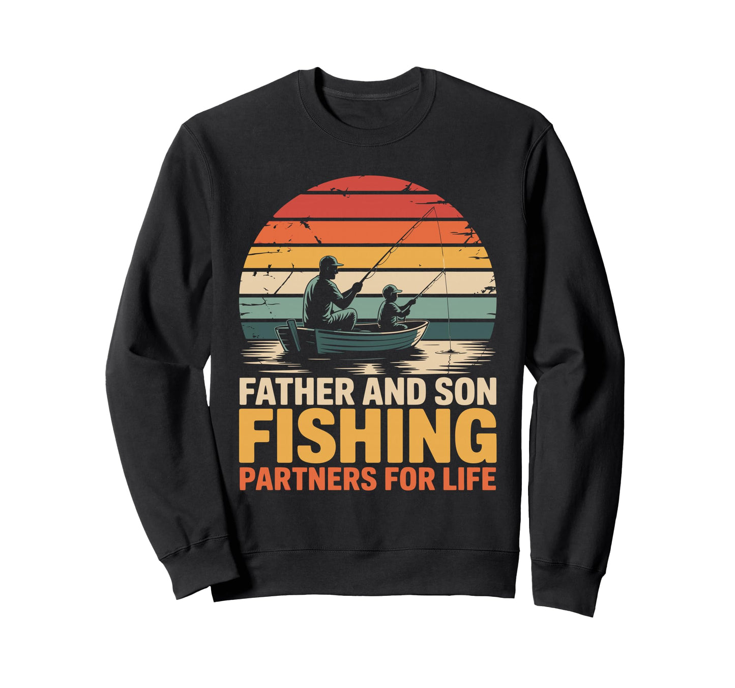 Sunset Fishing Dad And Son Fishing Sweatshirt - Custom Art Print Men Women - T-Shirt, Sweatshirt, Hoodie