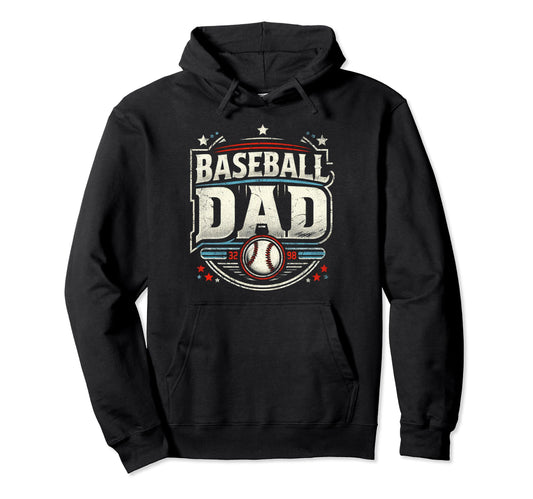 Baseball Dad Fathers Day Hoodie - Graphic Print Men Women - T-Shirt, Sweatshirt, Hoodie
