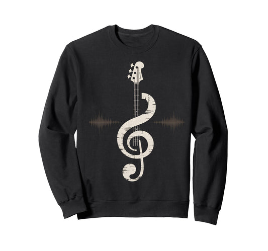 Bass Cleff Headstock Bass Guitar Sweatshirt - Custom Art Print Unisex - T-Shirt, Sweatshirt, Hoodie