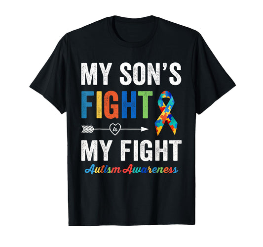 Autism Awareness Son My Sons Fight T-Shirt - Custom Art Print for Adults - T-Shirt, Sweatshirt, Hoodie