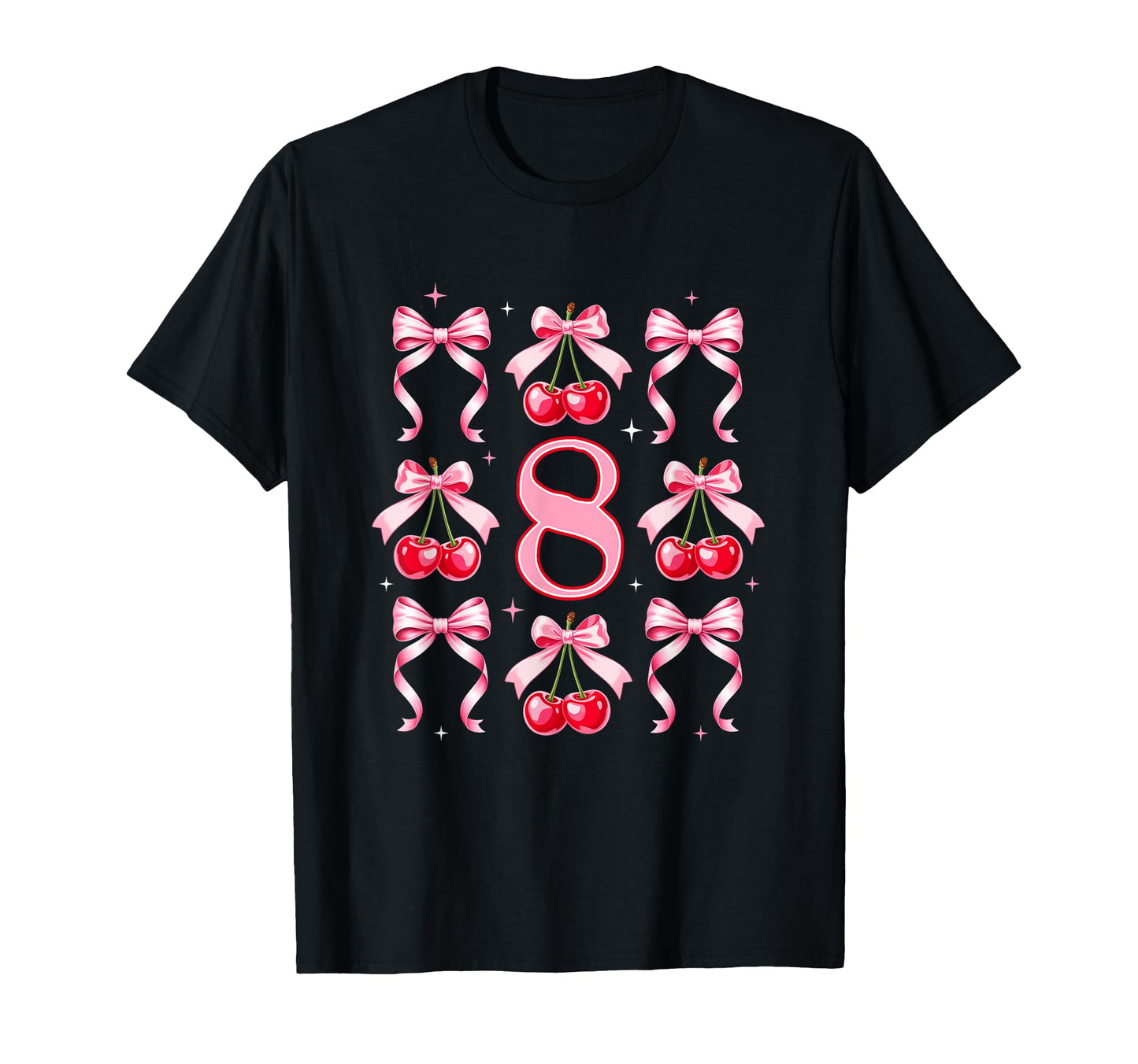 Birthday 8Th Birthday Cherry Coquette T-Shirt - Trendy Graphic Men Women - T-Shirt, Sweatshirt, Hoodie