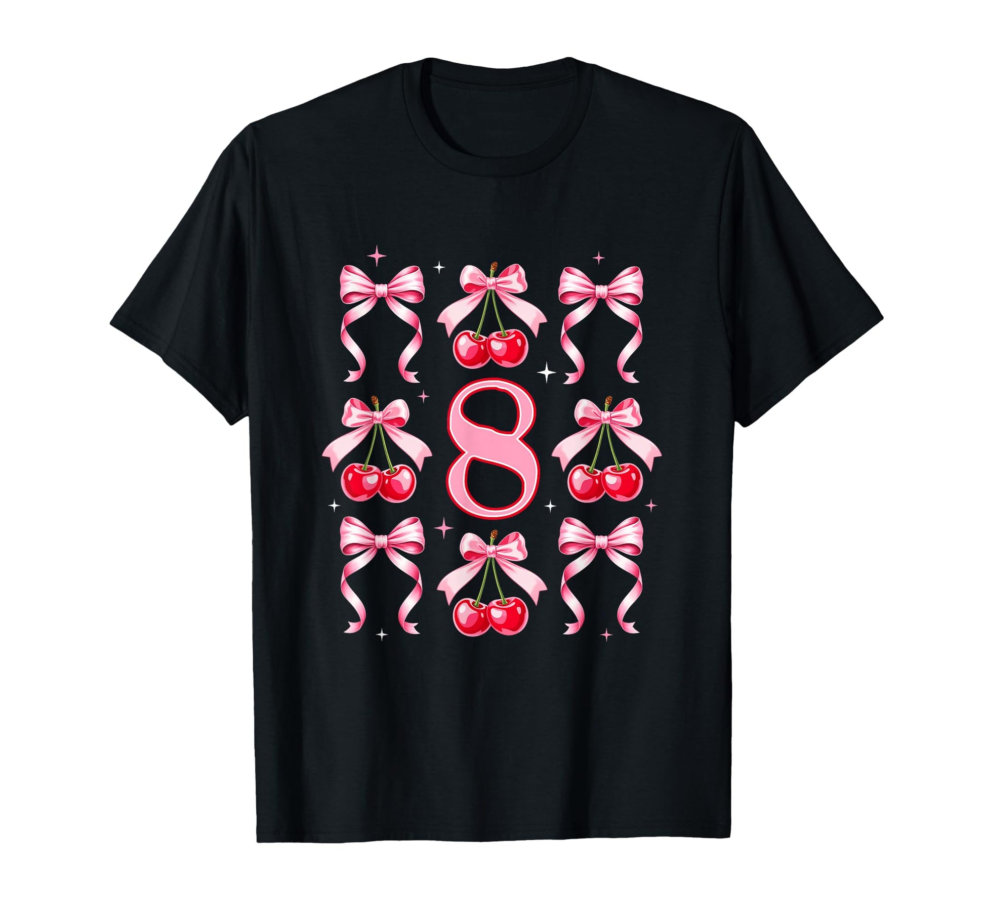 Birthday 8Th Birthday Cherry Coquette T-Shirt - Trendy Graphic Men Women - T-Shirt, Sweatshirt, Hoodie
