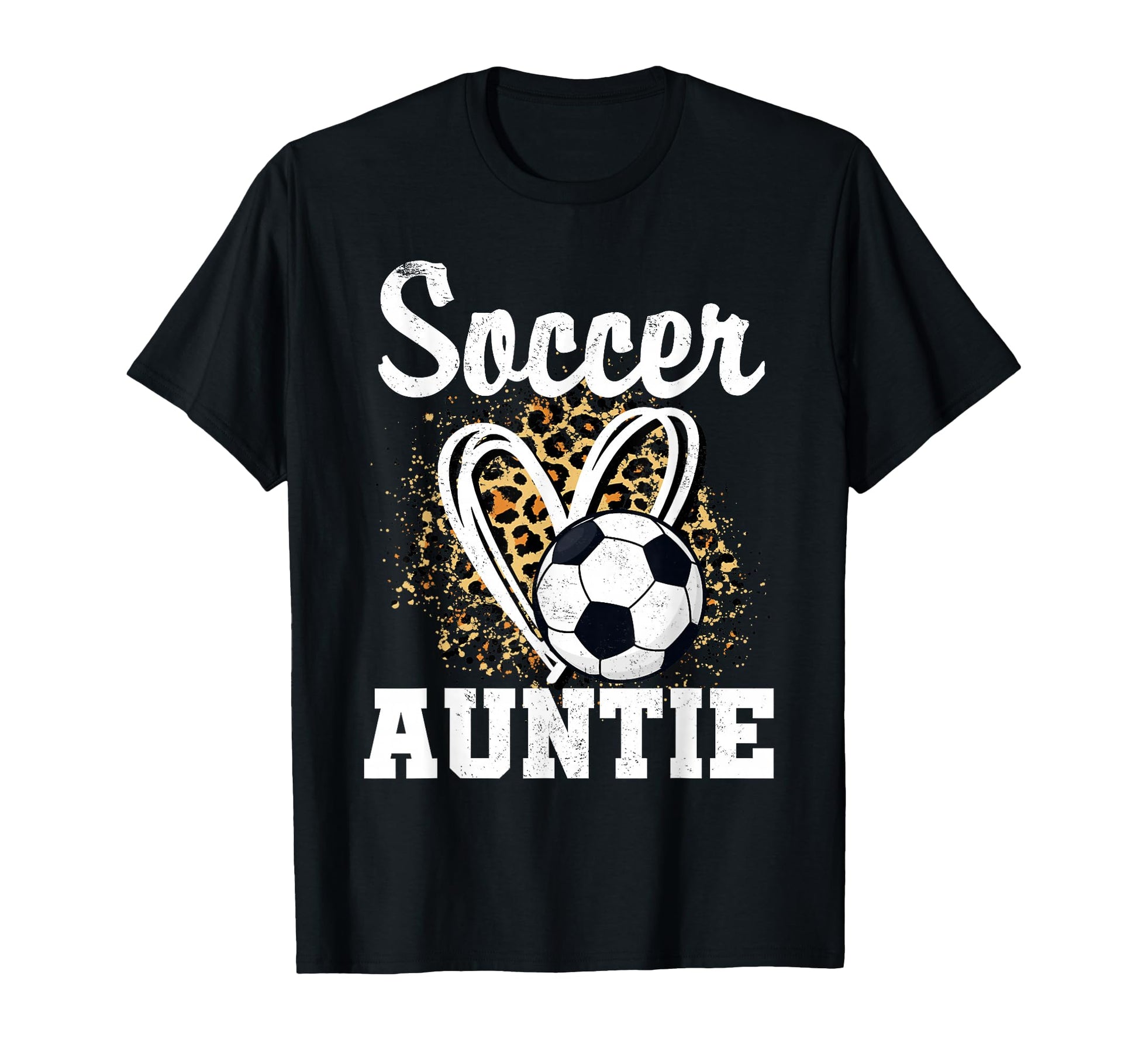 Soccer Auntie Leopard Heart T-Shirt - Casual Everyday Wear for Adults - T-Shirt, Sweatshirt, Hoodie