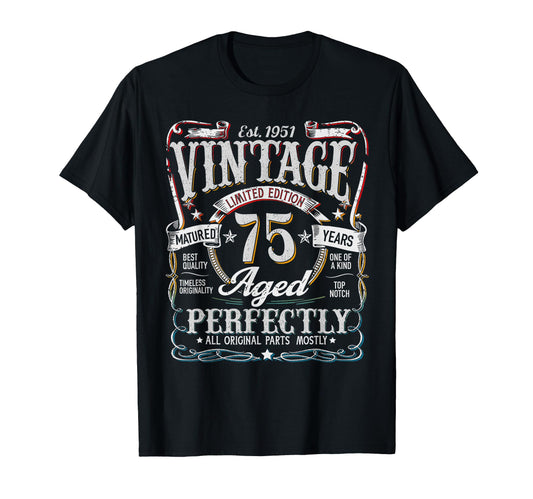 1951 75Th Birthday Gift 75 Year Old T-Shirt - Trendy Graphic for Adults - T-Shirt, Sweatshirt, Hoodie