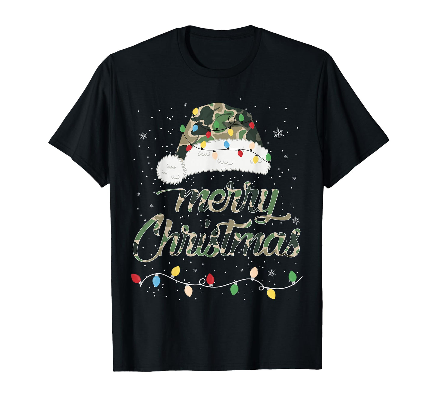 Merry Camouflage Santa Hat Family T-Shirt - Graphic Print Unisex - T-Shirt, Sweatshirt, Hoodie