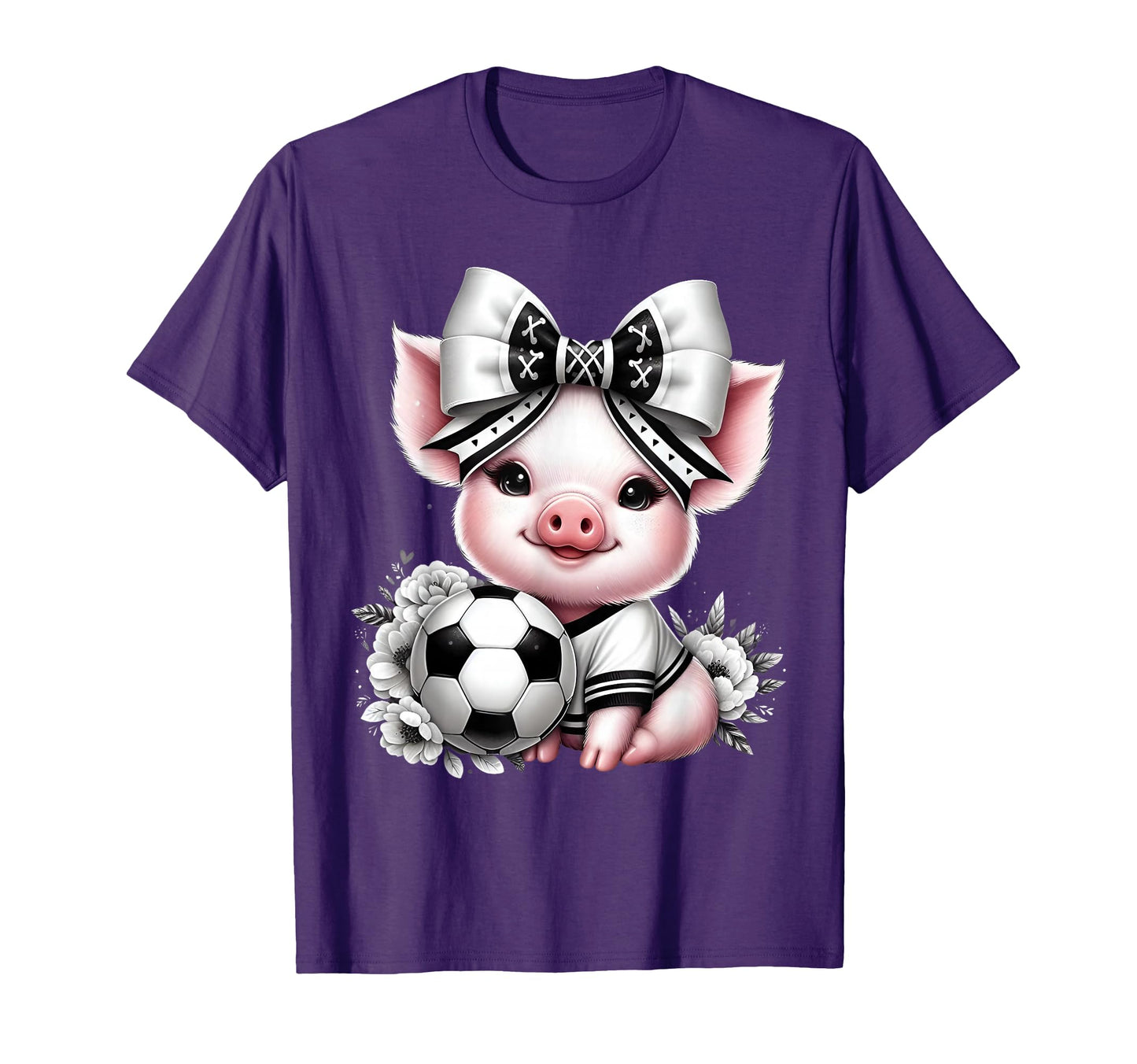 Pig Black White Soccer Coquette T-Shirt - Casual Everyday Wear Men Women - T-Shirt, Sweatshirt, Hoodie