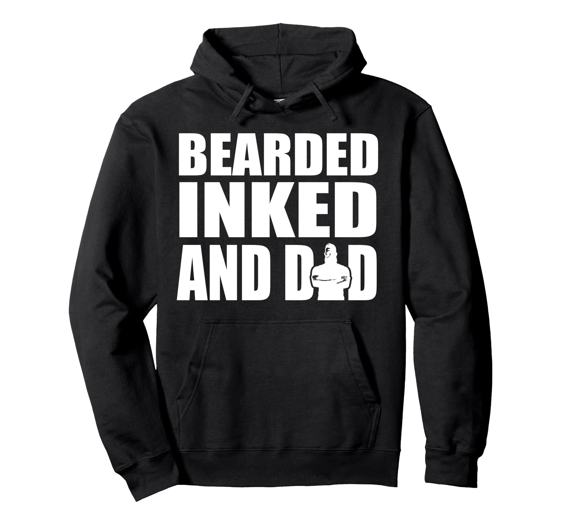 Bearded Inked And Awesome Tattooed Dad Hoodie - Minimalist Print Men Women - T-Shirt, Sweatshirt, Hoodie