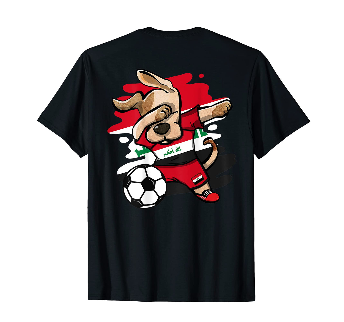 Dabbing Dog Iraq Soccer Fans Jersey T-Shirt - Minimalist Print Unisex - T-Shirt, Sweatshirt, Hoodie