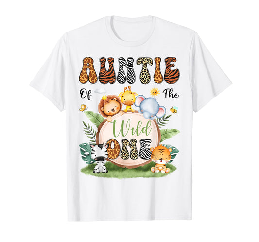 Auntie Wild One Safari Jungle 1St T-Shirt - Trendy Graphic Men Women - T-Shirt, Sweatshirt, Hoodie