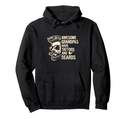 Bearded Grandpa Papa Awesome Hoodie - Aesthetic Graphic for Adults - T-Shirt, Sweatshirt, Hoodie