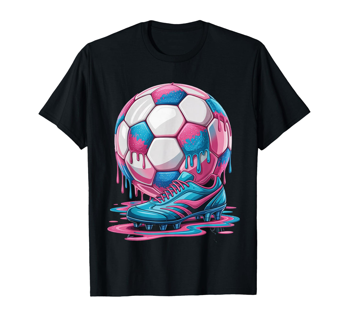 Soccer Ball Drip Ice Cream Drip Game T-Shirt - Novelty Apparel Men Women - T-Shirt, Sweatshirt, Hoodie