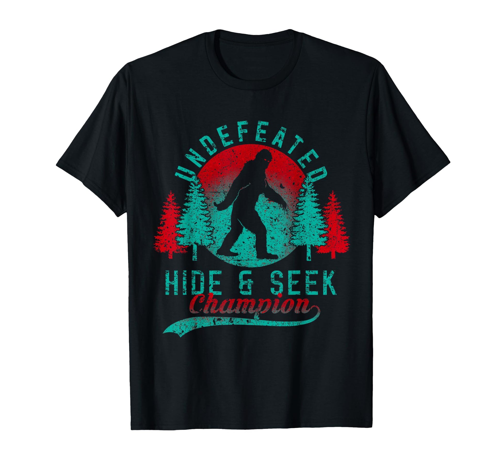 Bigfoot Undefeated Hide Seek Sasquatch T-Shirt - Minimalist Print Unisex - T-Shirt, Sweatshirt, Hoodie