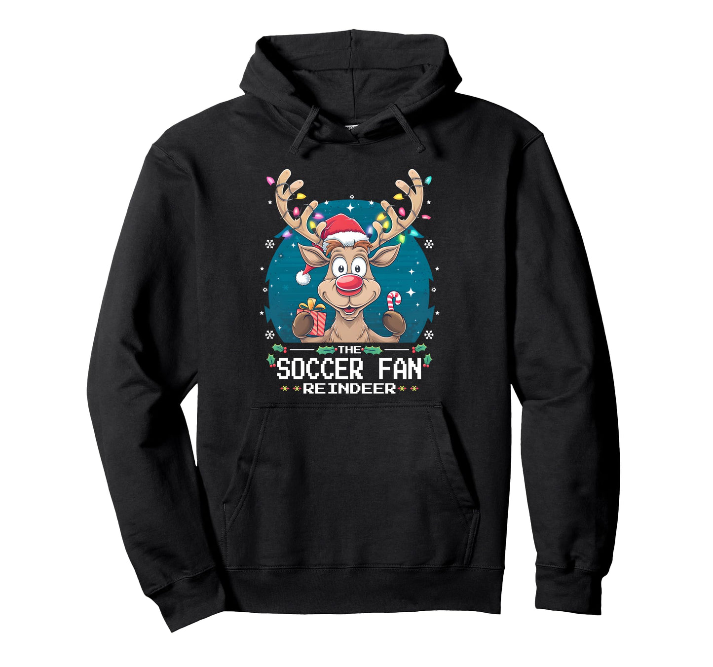 Soccer Fan Reindeer Matching Family Hoodie - Aesthetic Graphic for Adults - T-Shirt, Sweatshirt, Hoodie