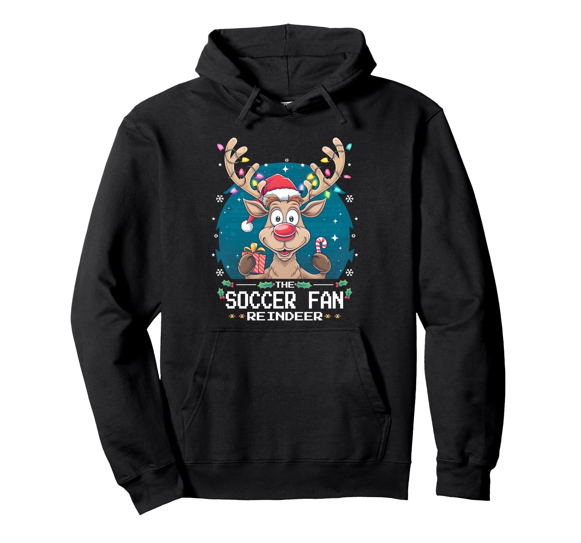 Soccer Fan Reindeer Matching Family Hoodie - Aesthetic Graphic for Adults - T-Shirt, Sweatshirt, Hoodie