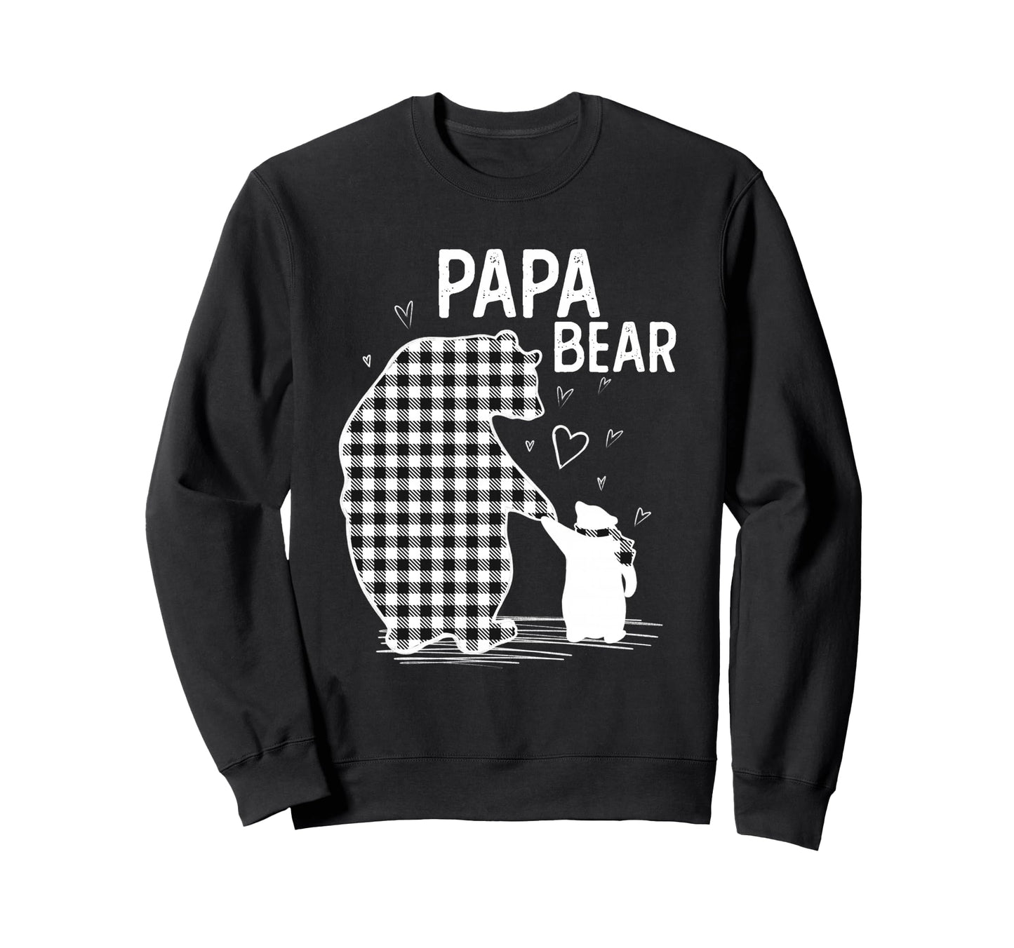 Papa Bear Pajama Grey Buffalo Plaid Sweatshirt - Custom Art Print Unisex - T-Shirt, Sweatshirt, Hoodie