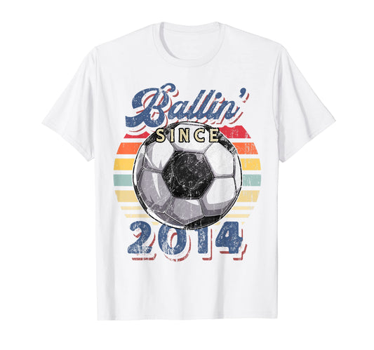 Ballin Since 2014 8Th Soccer Birthday T-Shirt - Minimalist Print Unisex - T-Shirt, Sweatshirt, Hoodie