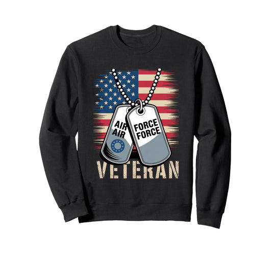 Air Force Veteran Us American Flag Dad Sweatshirt - Novelty Apparel Unisex - T-Shirt, Sweatshirt, Hoodie