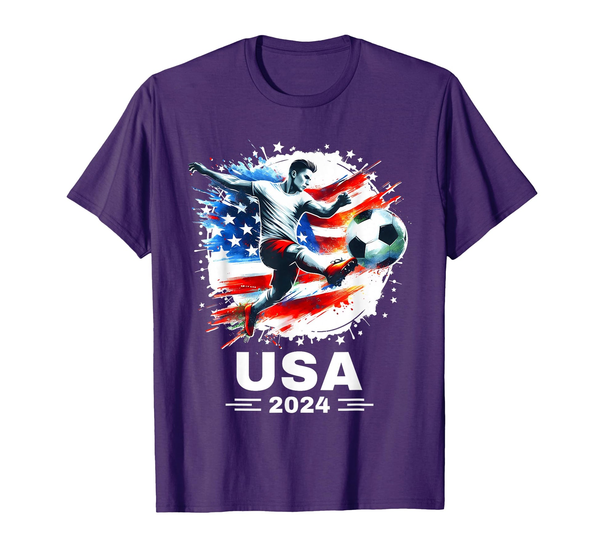 American Flag Soccer Soccer 2024 T-Shirt - Fun Novelty Design for Adults - T-Shirt, Sweatshirt, Hoodie