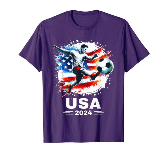 American Flag Soccer Soccer 2024 T-Shirt - Fun Novelty Design for Adults - T-Shirt, Sweatshirt, Hoodie