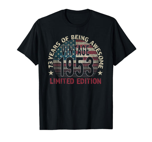 73Th Birthday Gift Born 1953 Turning T-Shirt - Minimalist Print for Adults - T-Shirt, Sweatshirt, Hoodie