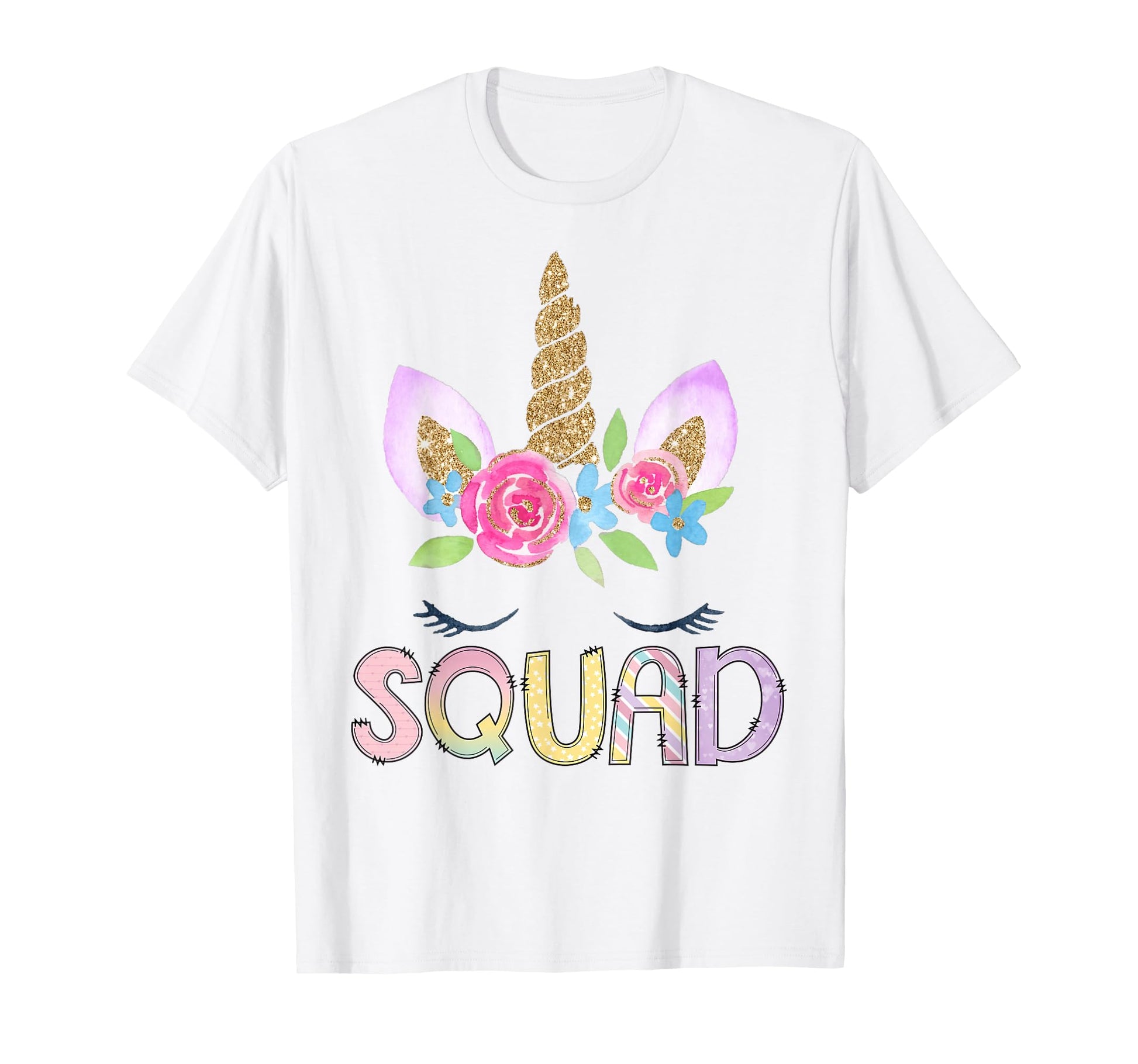 Squad Unicorn Floral Birthday Family T-Shirt - Custom Art Print Unisex - T-Shirt, Sweatshirt, Hoodie