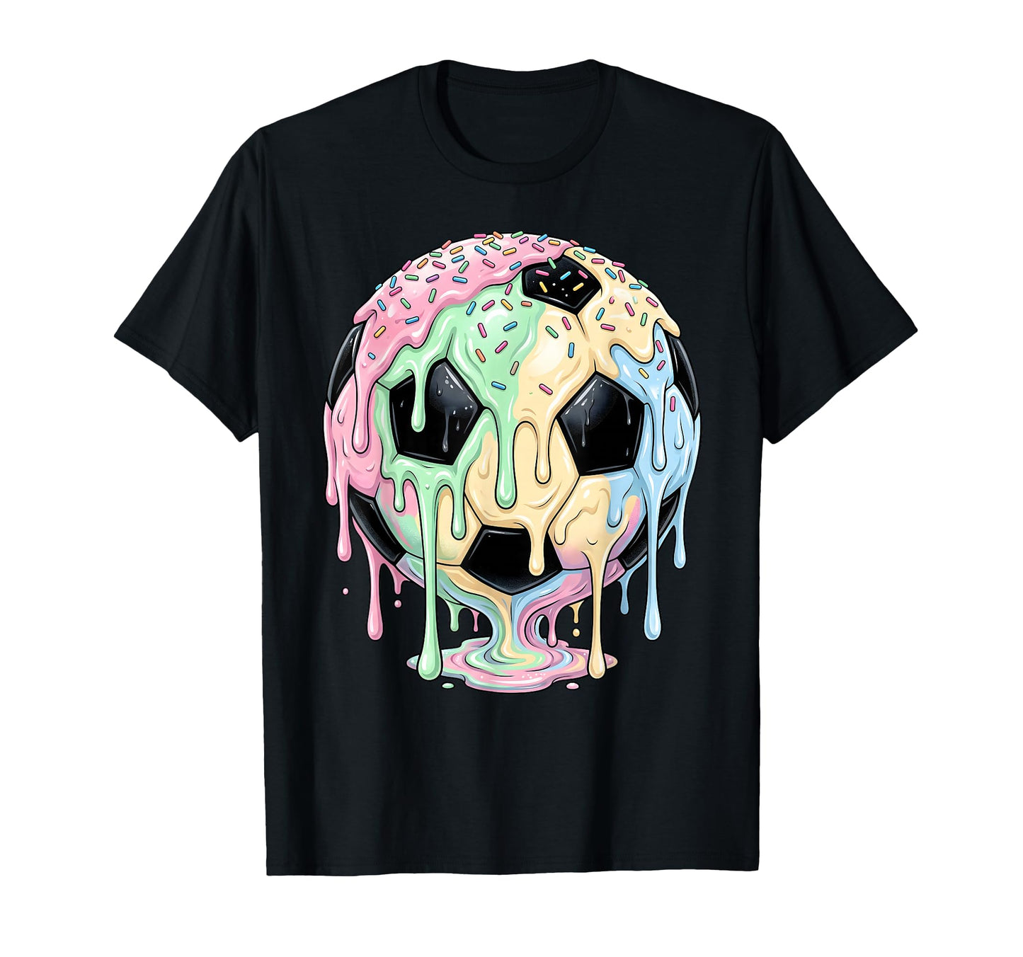 Soccer Ball Ice Cream Drip Soccer T-Shirt - Trendy Graphic Men Women - T-Shirt, Sweatshirt, Hoodie