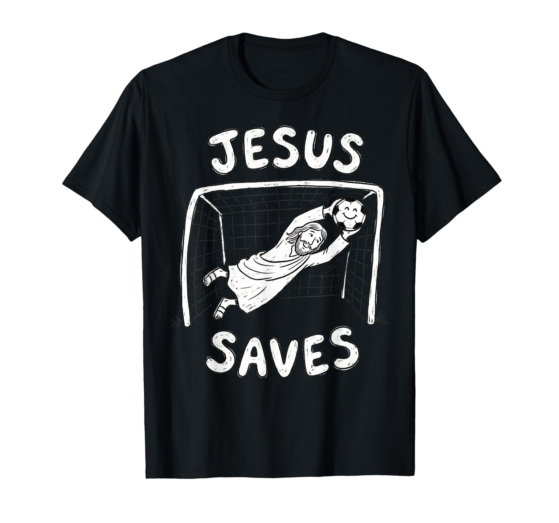 Christian Jesus Saves Soccer Goalkeeper T-Shirt - Trendy Graphic Unisex - T-Shirt, Sweatshirt, Hoodie