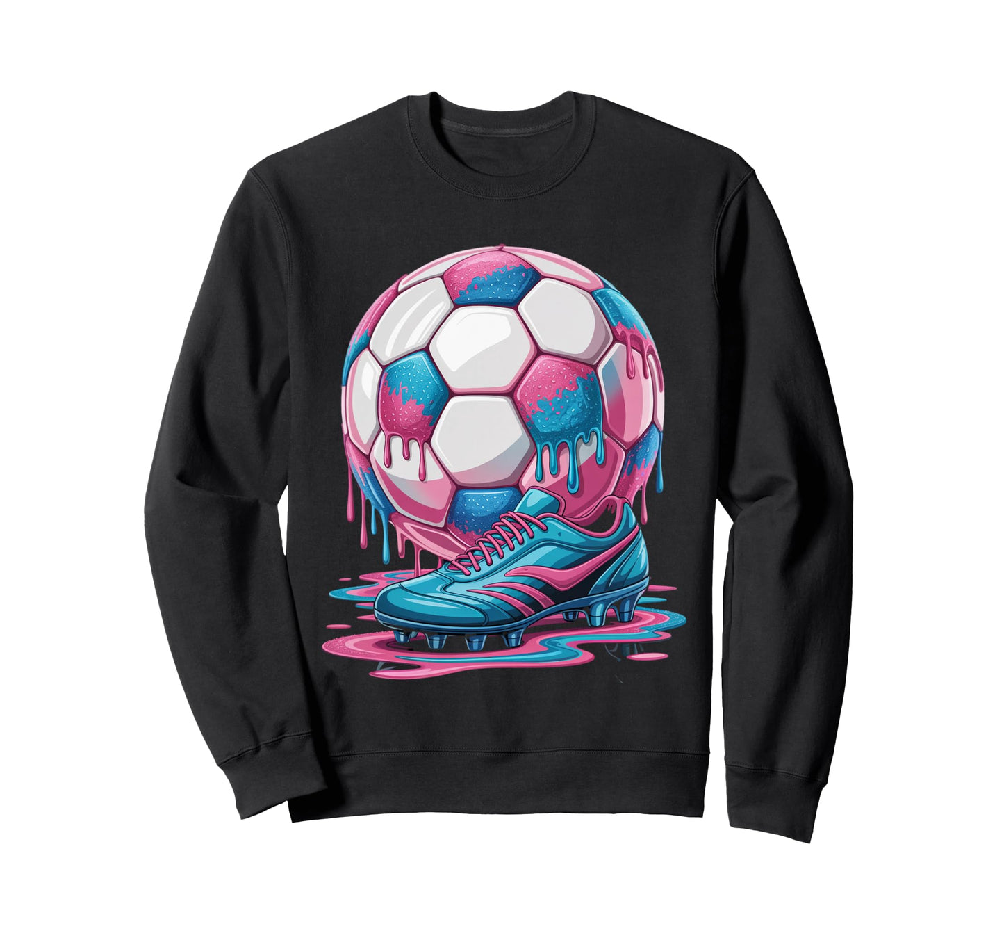 Soccer Ball Drip Ice Cream Drip Game Sweatshirt - Trendy Graphic Unisex - T-Shirt, Sweatshirt, Hoodie